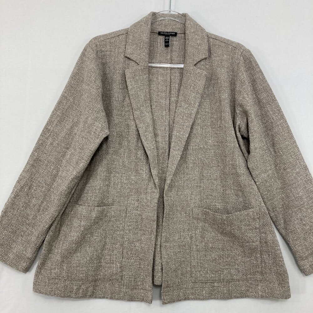 Eileen Fisher Neutral Taupe Open-Front Blazer